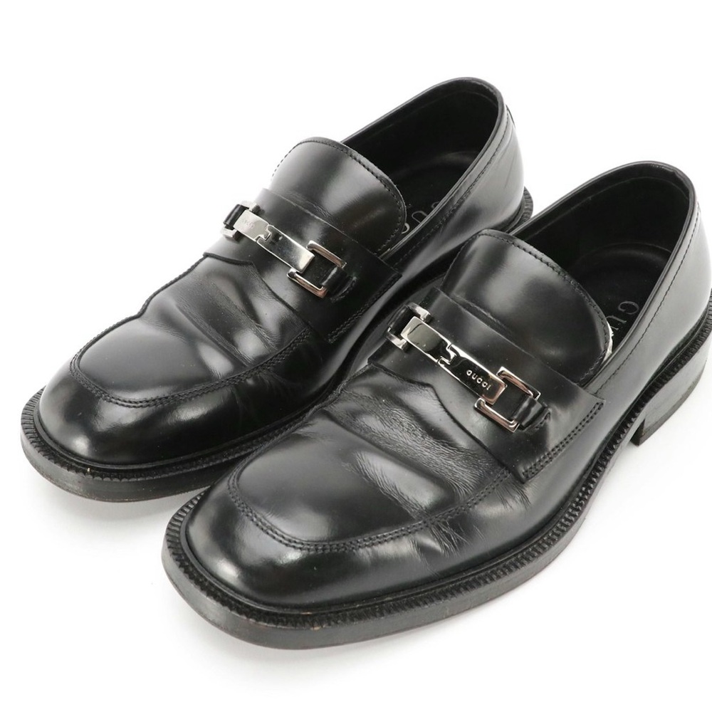 Men's Gucci Shiny Black Leather Horsebit Loafers in Box - Picture 2 of 5